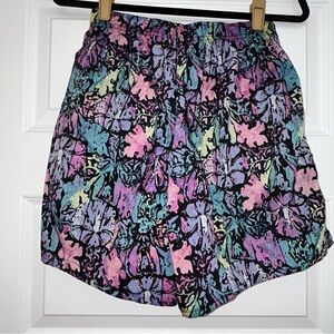 Vintage Nike Floral Leaf Print Pull On Nylon Shorts